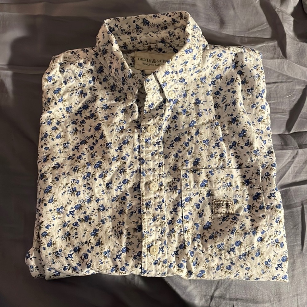 Ralph Lauren all over print button up tee